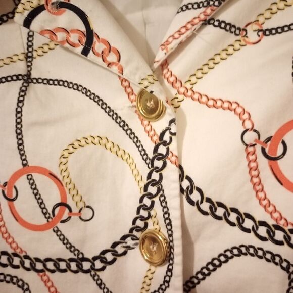 Chain print three quarter length sleeve cropped blazer - Picture 7 of 11